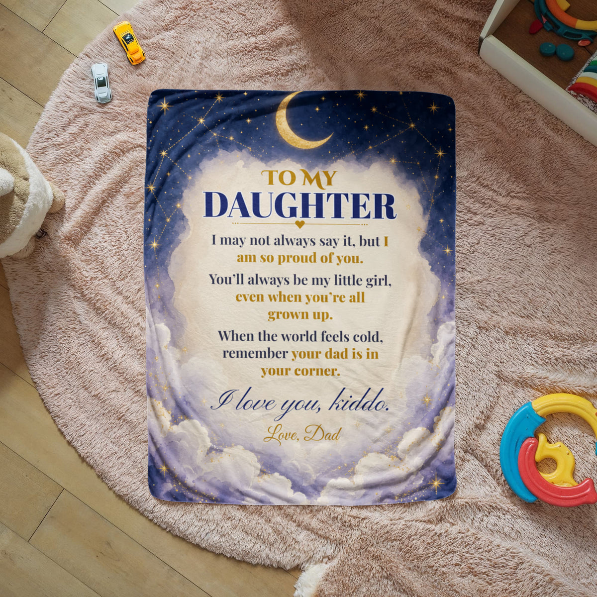 To My Daughter Blanket from Dad – Soft Fleece Throw with Love Letter – Holiday Gift – 60x80 Celestial No. 1