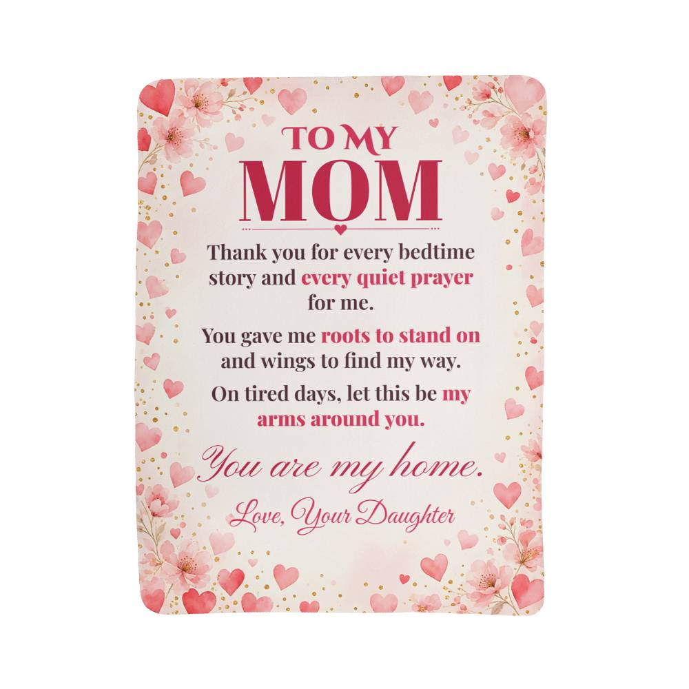 To My Mom Blanket from Daughter – Soft Fleece Throw with Love Letter – Holiday Gift – 60x80 Hearts No. 2