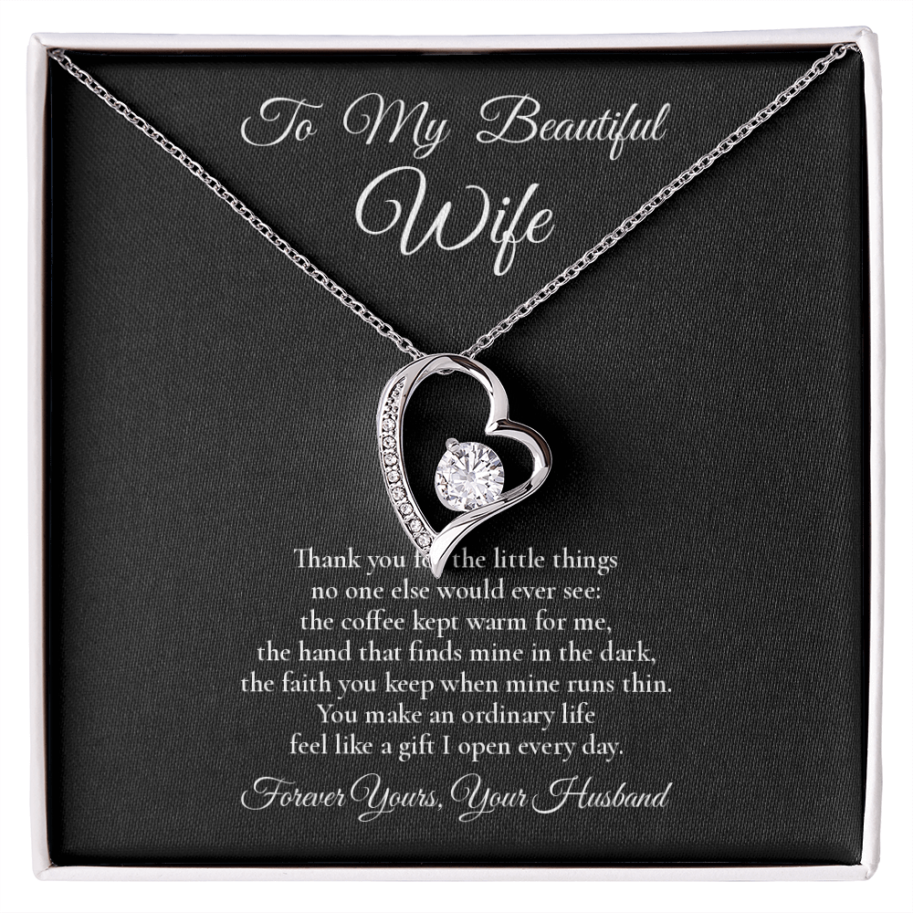 To My Beautiful Wife - The Little Things - Forever Love Message Card Necklace