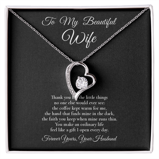 To My Beautiful Wife - The Little Things - Forever Love Message Card Necklace