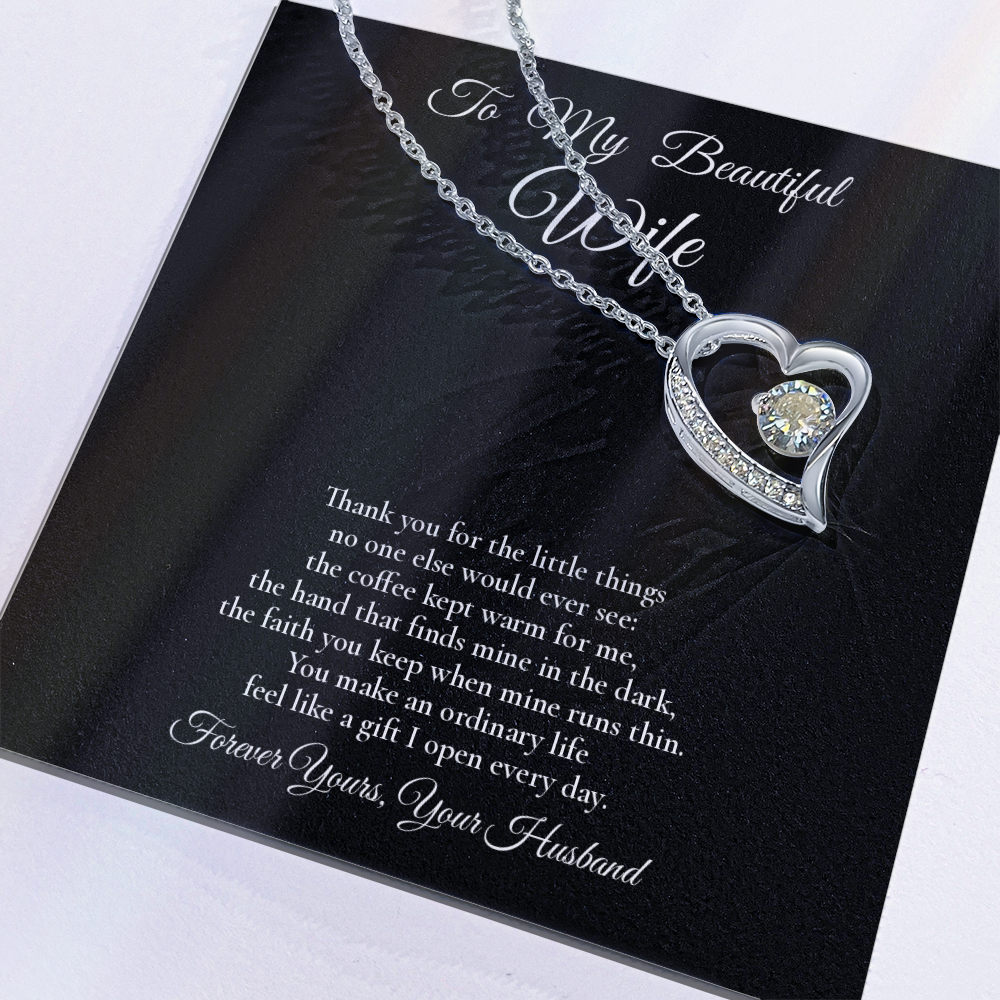 To My Beautiful Wife - The Little Things - Forever Love Message Card Necklace