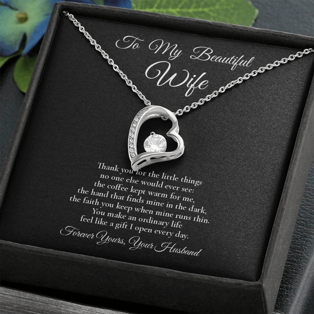 To My Beautiful Wife - The Little Things - Forever Love Message Card Necklace