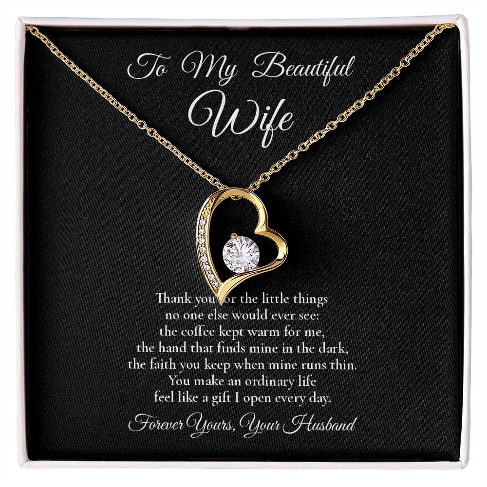 To My Beautiful Wife - The Little Things - Forever Love Message Card Necklace