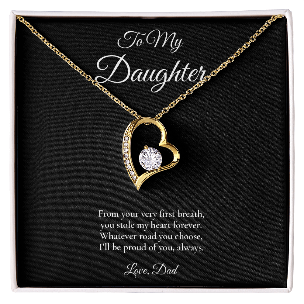 Daughter Necklace from Dad – Forever Love Necklace with Message Card – Holiday Gift – 14k White Gold Finish