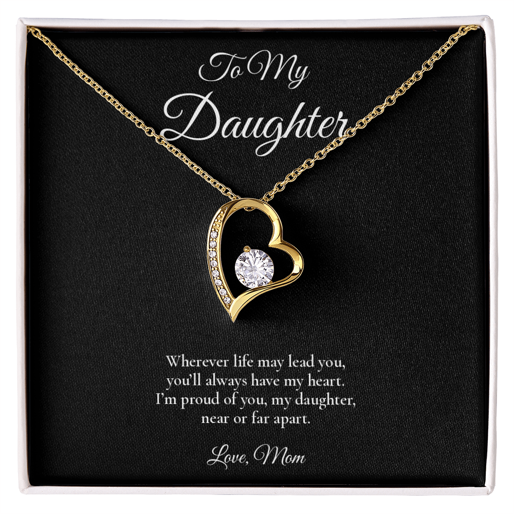 Daughter Necklace from Mom – Forever Love Necklace with Message Card – Holiday Gift – 14k White Gold Finish