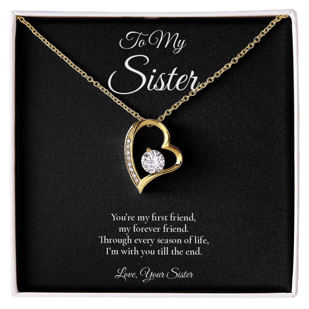 Sister Necklace from Sister – Forever Love Necklace with Message Card – Holiday Gift – 14k White Gold Finish