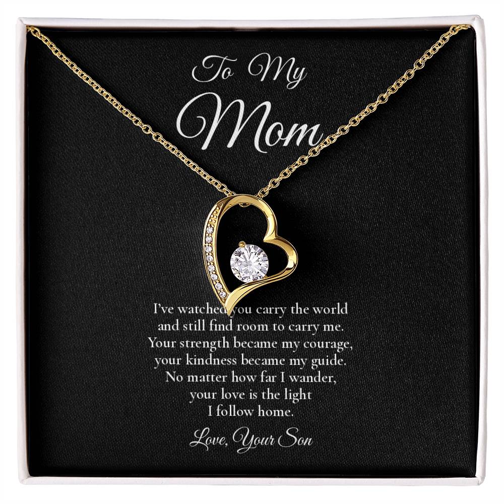 To My Mom - The Light I Follow Home - Forever Love Message Card Necklace