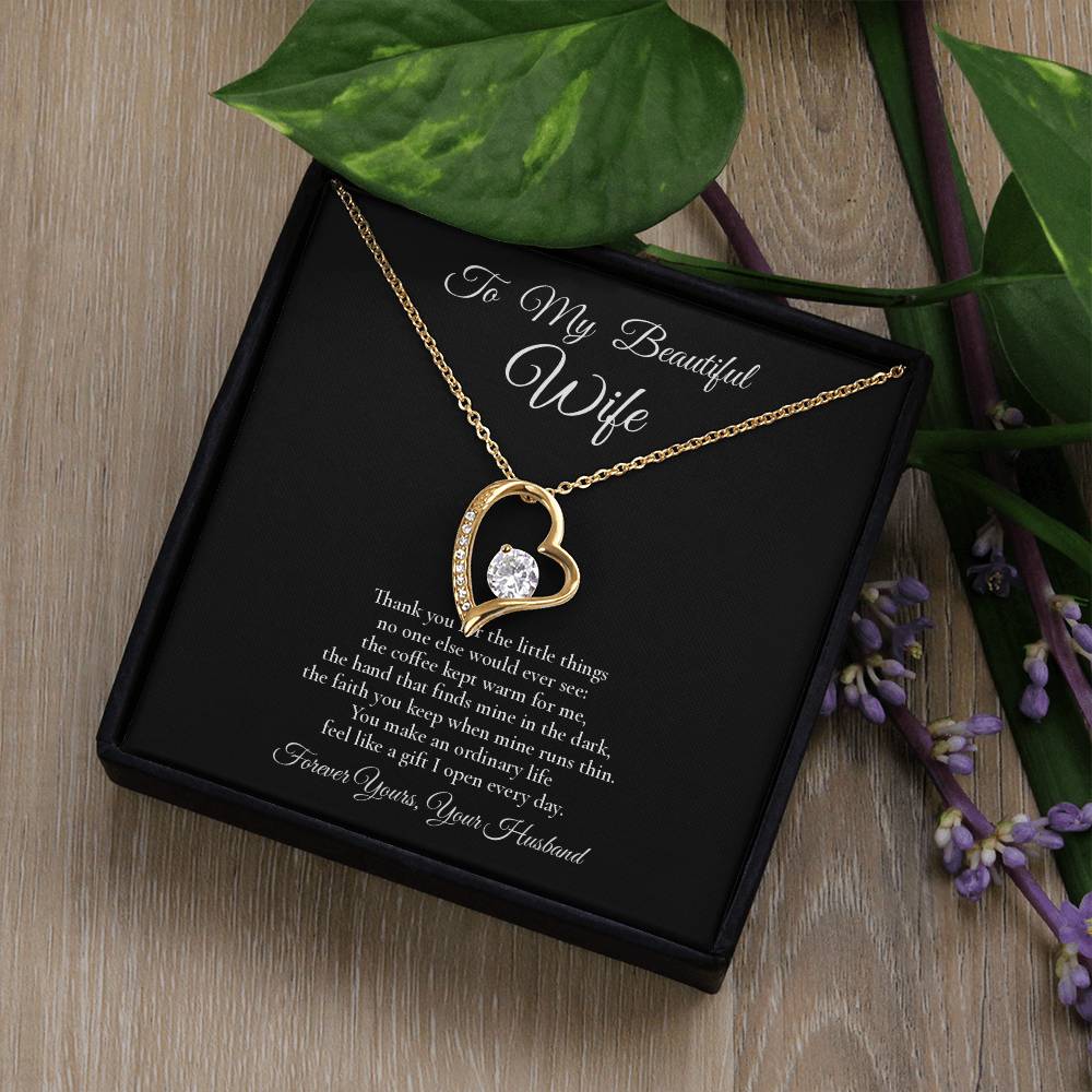 To My Beautiful Wife - The Little Things - Forever Love Message Card Necklace