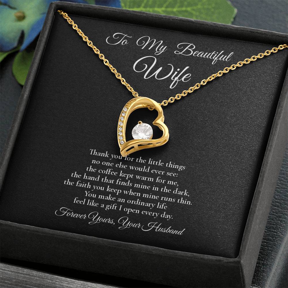 To My Beautiful Wife - The Little Things - Forever Love Message Card Necklace